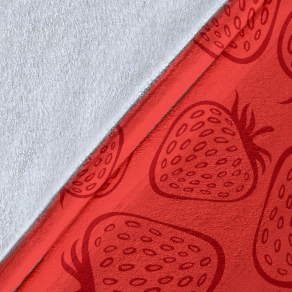 Strawberry Pattern Red Background Premium Blanket