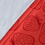 Strawberry Pattern Red Background Premium Blanket