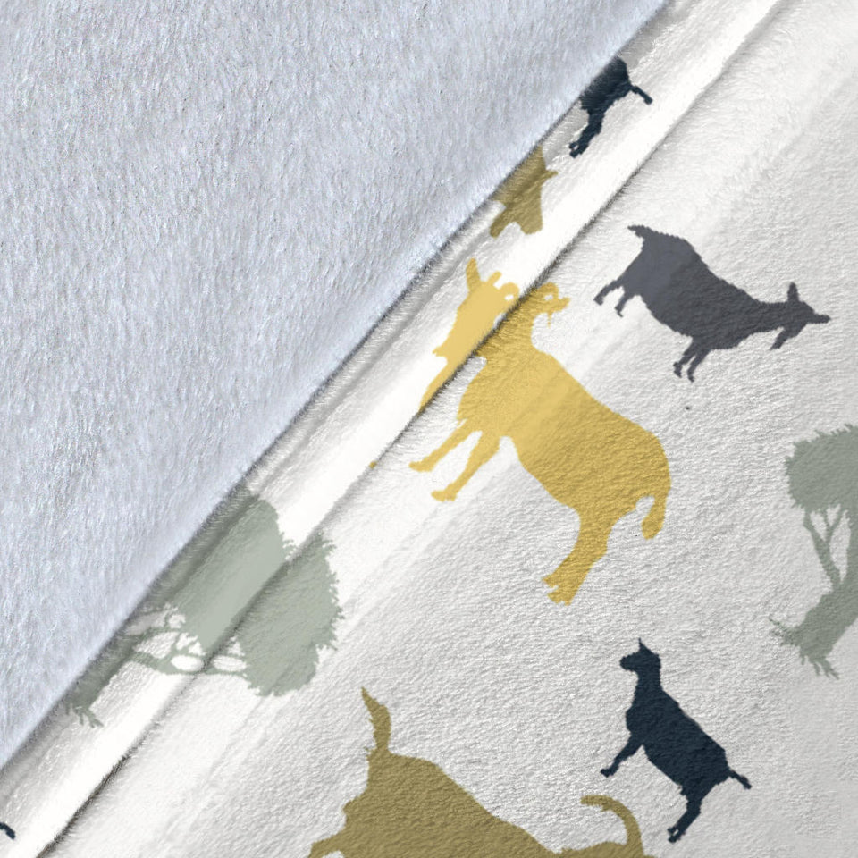 Silhouettes Of Goat And Tree Pattern Premium Blanket