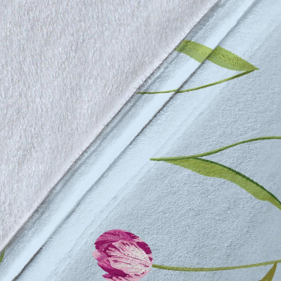 Watercolor Tulips Pattern Premium Blanket