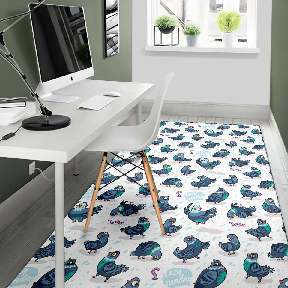 Pigeon Pattern Print Design 02 Area Rug