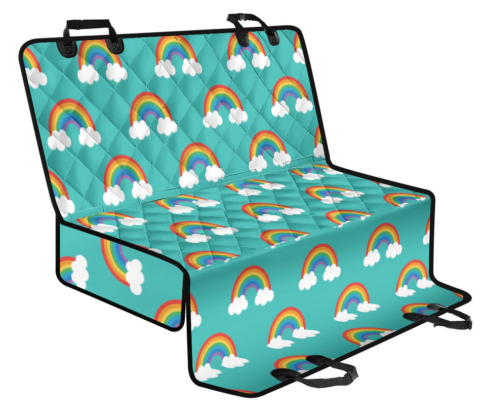 Rainbow Pattern Green Background Dog Car Seat Covers