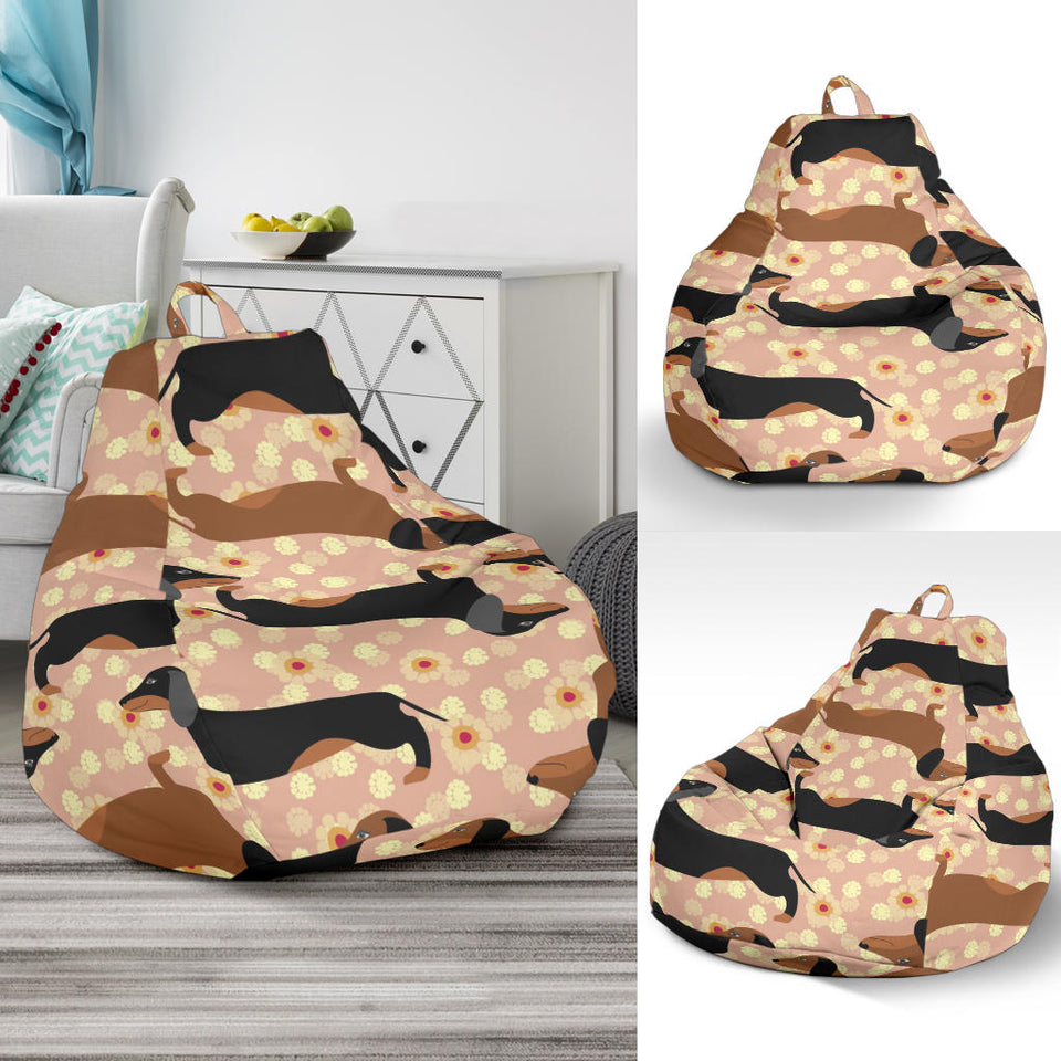 Dachshund Floral Background Bean Bag Cover
