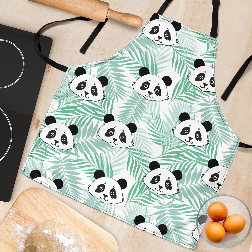 Panda Pattern Tropical Leaves Background Adjustable Apron