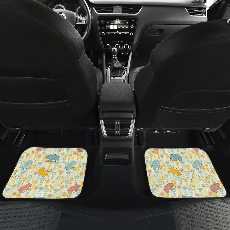 Hippopotamus Pattern Print Design 04 Front and Back Car Mats