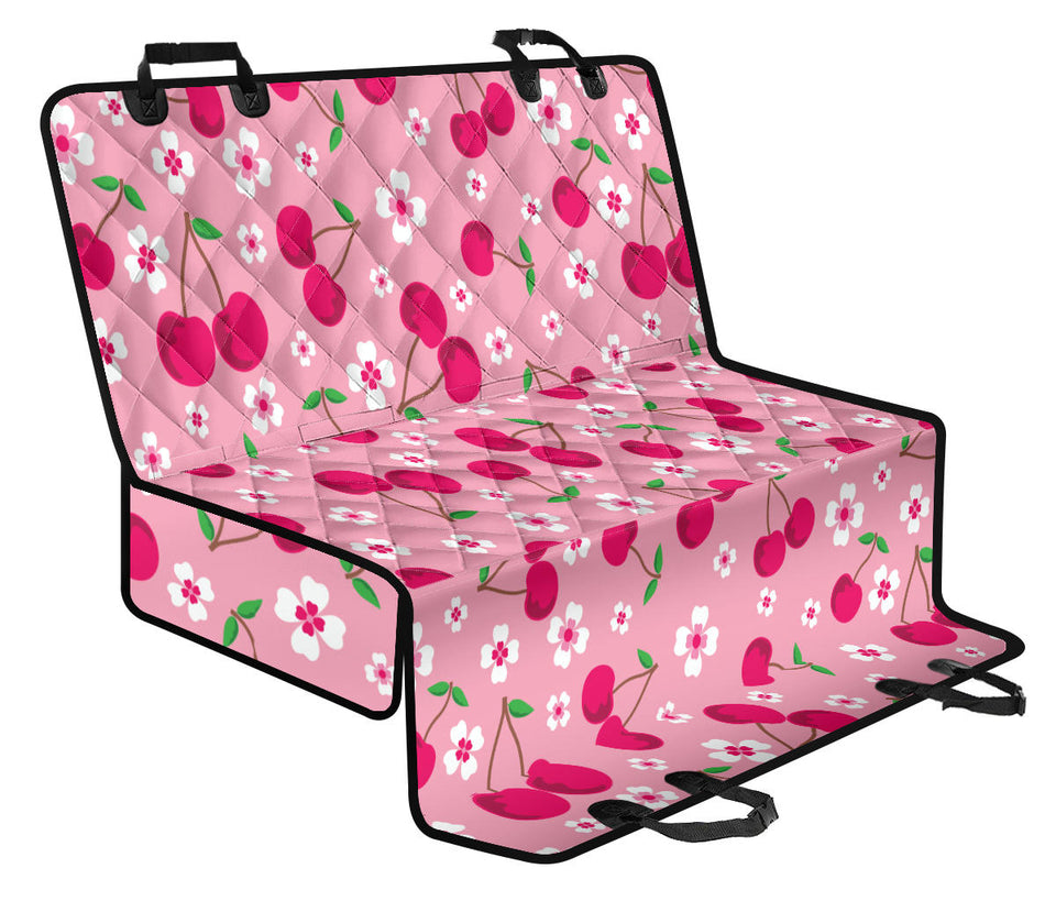 Cherry Flower Pattern Pink Background Dog Car Seat Covers
