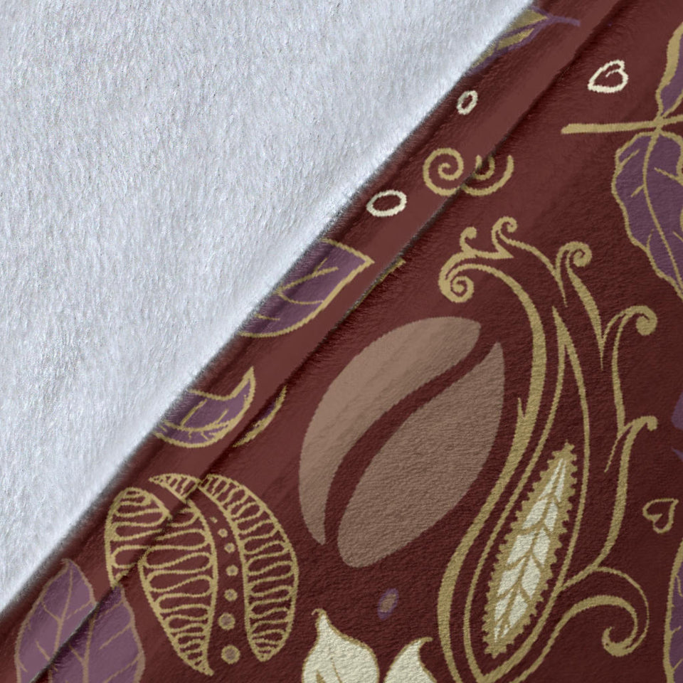 Coffee Bean Flower Pattern Premium Blanket