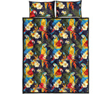 Colorful parrot flower pattern Quilt Bed Set