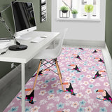 Beautiful Toucan Flower Leaves Area Rug