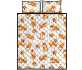Brown pomeranian pattern Quilt Bed Set
