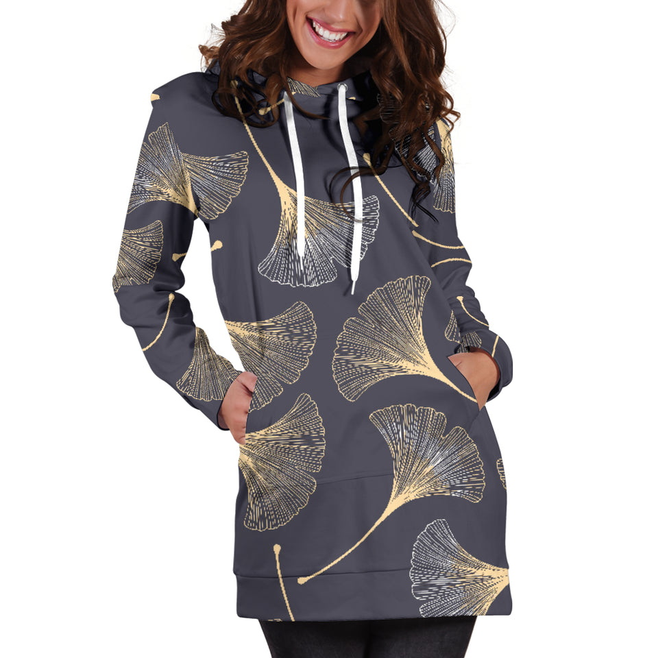 Gold Ginkgo Leaves Women'S Hoodie Dress