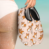 Cute Corgis Pattern Pink Background Aqua Shoes