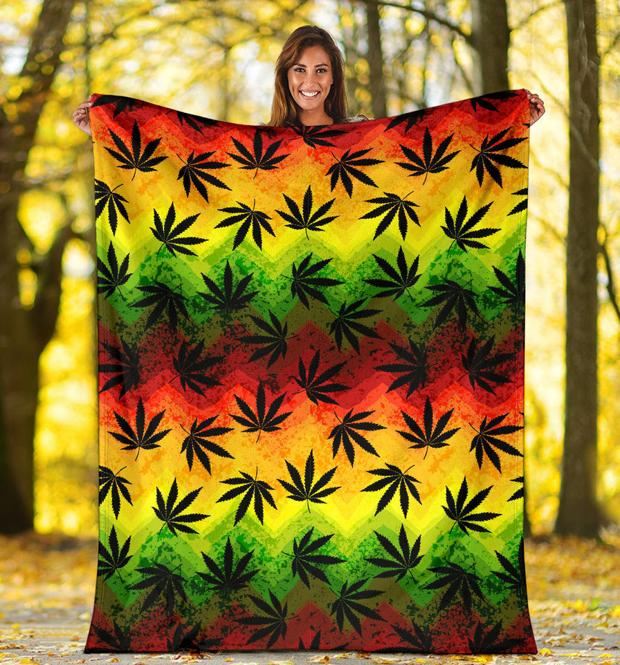 Canabis Marijuana Weed Pattern Print Design 03 Premium Blanket