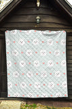 White Cute Pomeranian Pattern Premium Quilt