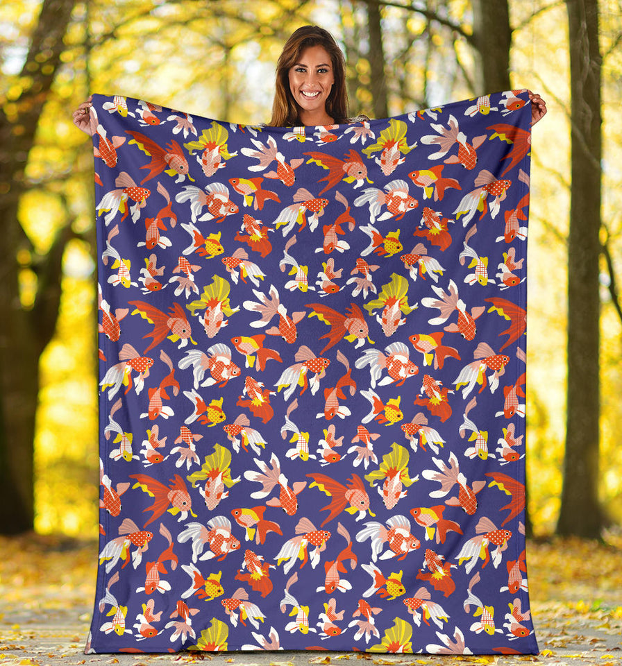 Goldfish Pattern Print Design 04 Premium Blanket