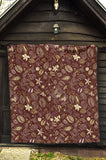 Coffee Bean Flower Pattern Premium Quilt
