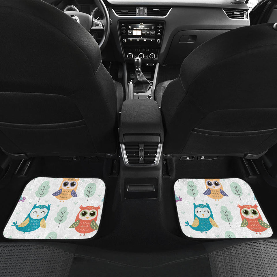 Cute Owl Pattern Front And Back Car Mats