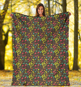 Music Notes Pattern Print Design 05 Premium Blanket