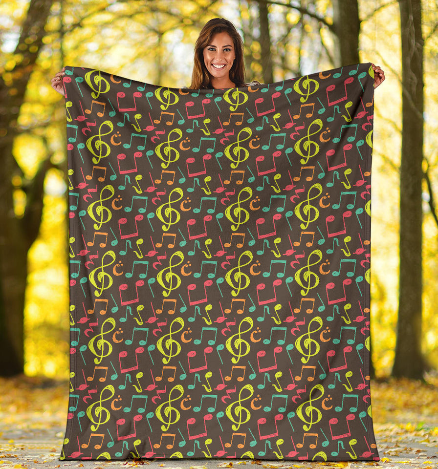 Music Notes Pattern Print Design 05 Premium Blanket