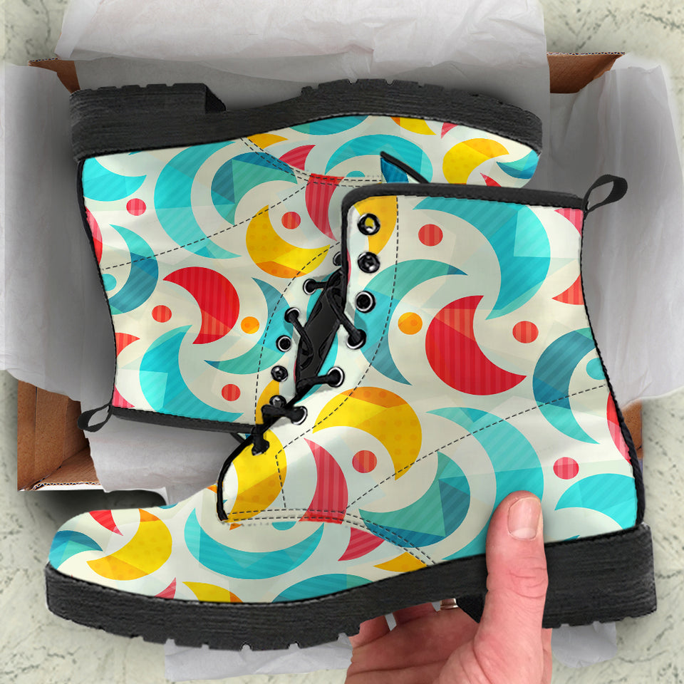 Colorful Moon Pattern Leather Boots