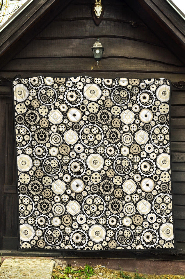 Gear Pattern Print Design 02 Premium Quilt