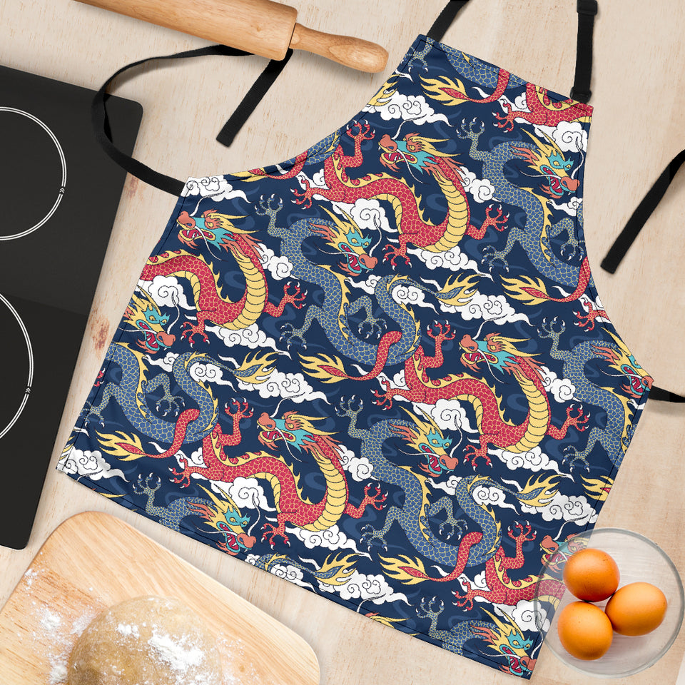 Blue Red Dragon Cloud Pattern Adjustable Apron