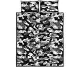 Black white camo camouflage pattern Quilt Bed Set