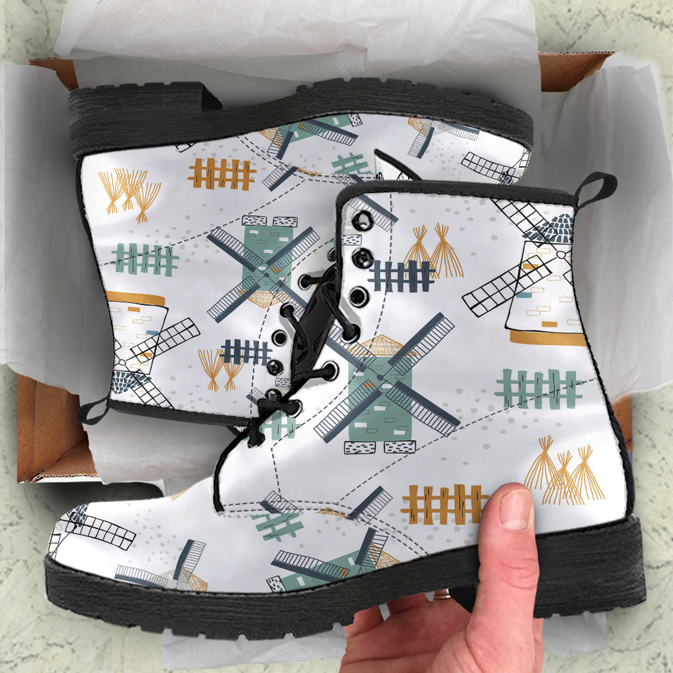 Windmill Pattern Leather Boots