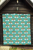 Rainbow Pattern Green Background Premium Quilt