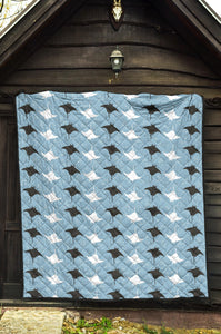 Stingray Pattern Print Design 03 Premium Quilt