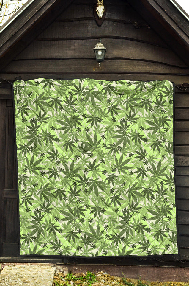 Canabis Marijuana Weed Pattern Print Design 01 Premium Quilt