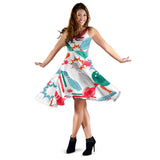 Watercolor Bowling Pattern Sleeveless Midi Dress