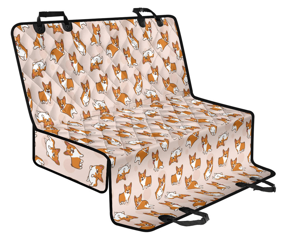 Cute Corgis Pattern Pink Background Dog Car Seat Covers