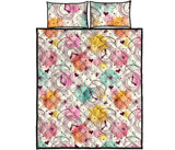 Clock butterfly pattern Quilt Bed Set