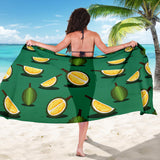 Durian Pattern Green Background Sarong