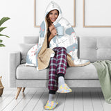 Cute Rhino Heart Pattern Hooded Blanket