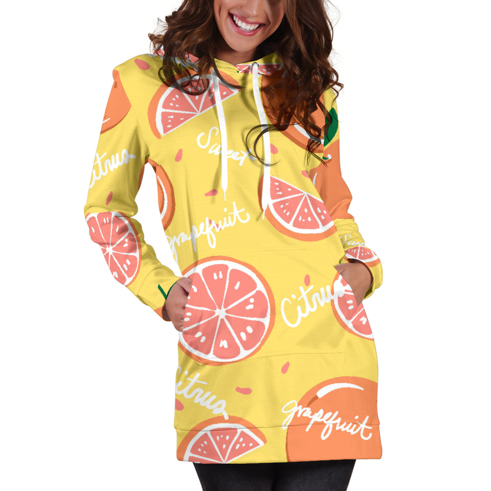 Grapefruit Yellow Background Women'S Hoodie Dress