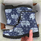 Elephant Tribal Design Pattern Leather Boots