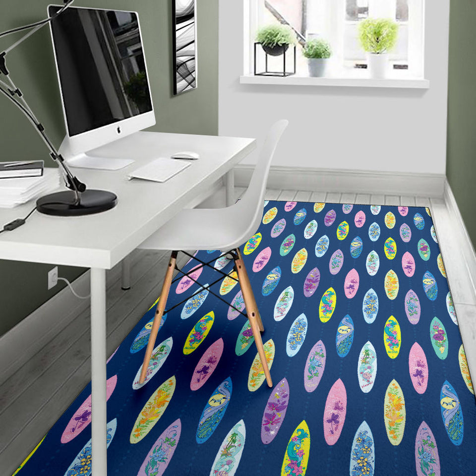 Surfboard Pattern Print Design 03 Area Rug