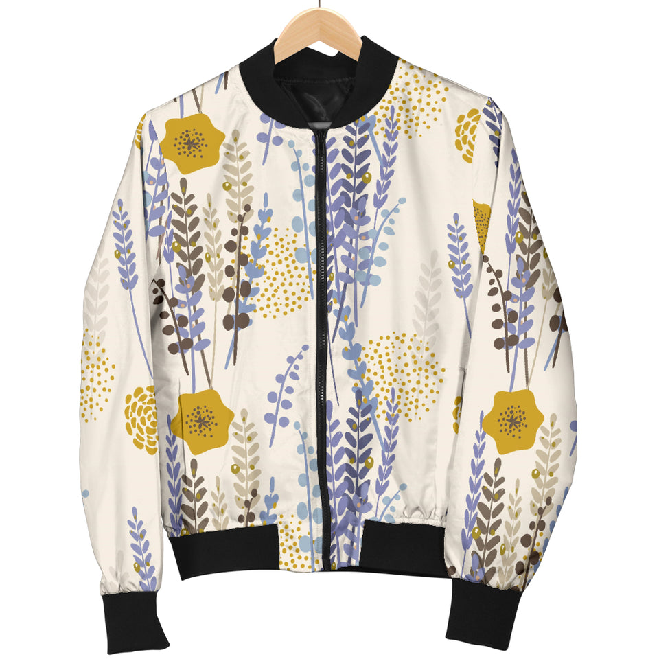 Lavender Modern Pattern Blackground Women'S Bomber Jacket