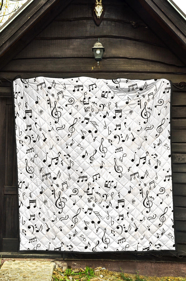 Music Notes Pattern Print Design 04 Premium Quilt