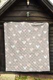 Heart Pattern Gray Background Premium Quilt
