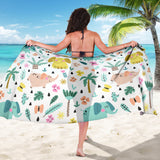 Cute Elephants Palm Tree Flower Butterfly Pattern Sarong