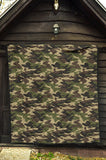 Dark Green Camo Camouflage Pattern Premium Quilt