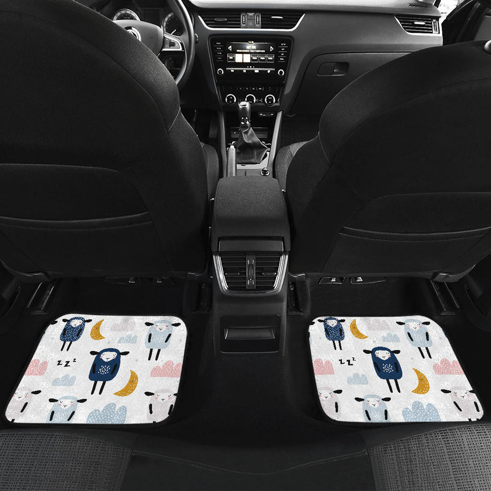 Cute Sleeping Sheep Moon Cloud Pattern Front And Back Car Mats