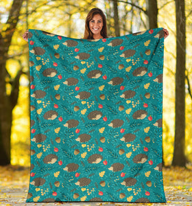 Hedgehog Pattern Print Design 01 Premium Blanket