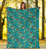 Hedgehog Pattern Print Design 01 Premium Blanket
