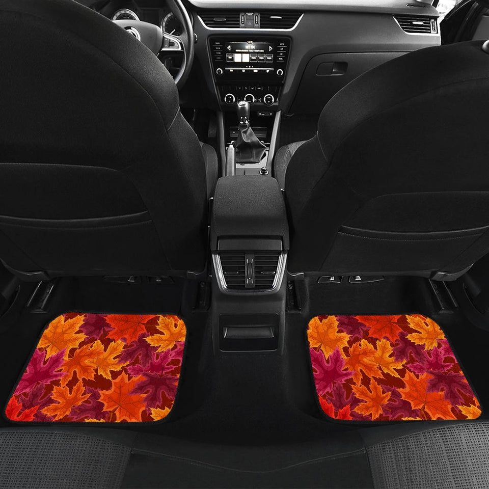 Autumn Maple Leaf Pattern Front And Back Car Mats