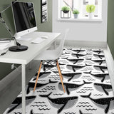 Black Whale Pattern Area Rug