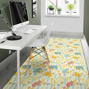 Hippopotamus Pattern Print Design 04 Area Rug